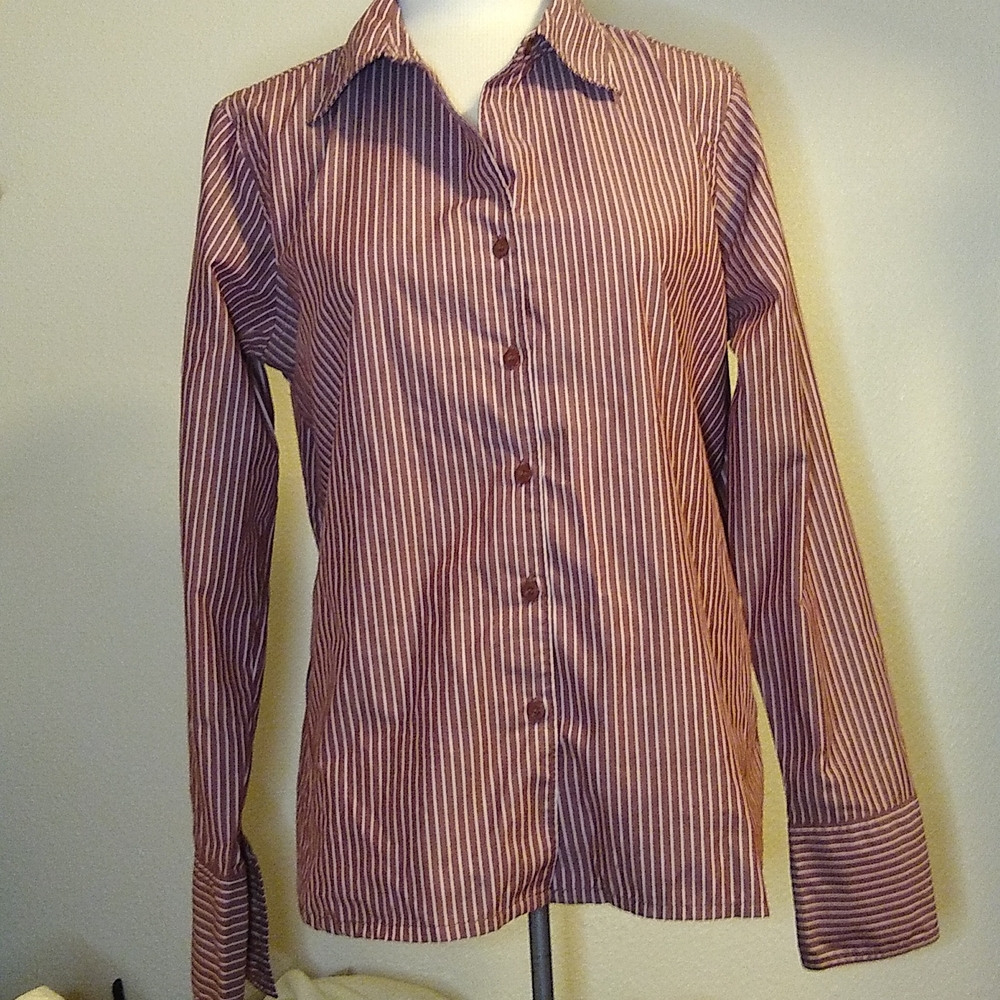 Y2K Great Northwest stripe button up shirt women's L EUC